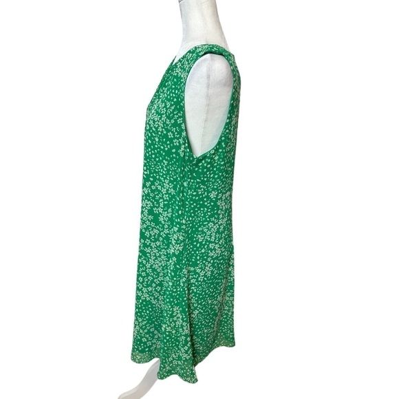 DKNY Kelly Green Pleated Sheer Lined Pullover Floral Sleeveless Dress Party 12 - Picture 3 of 9